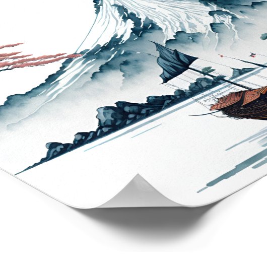 パゴ日本のーマ付き景観 ポスター (角)