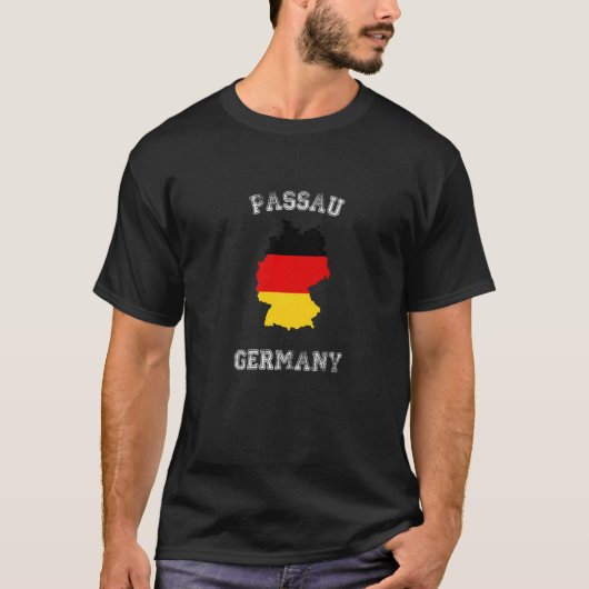 パサウクラシックドイツ国旗の地図 Tシャツ (正面)