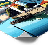 パサウドイツトラベルアートヴィンテージイラストレーション ポスター (角)