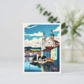 パサウドイツヴィンテージ旅行イラストレーション ポストカード (スタンド正面)