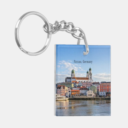 パサウ,ドイツの街並み写真 キーホルダー (正面左)