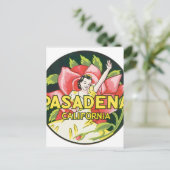 パサデナカリフォルニアヴィンテージ旅行ポスターのアートワーク ポストカード (スタンド正面)