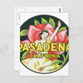 パサデナカリフォルニアヴィンテージ旅行ポスターのアートワーク ポストカード (正面/裏面)