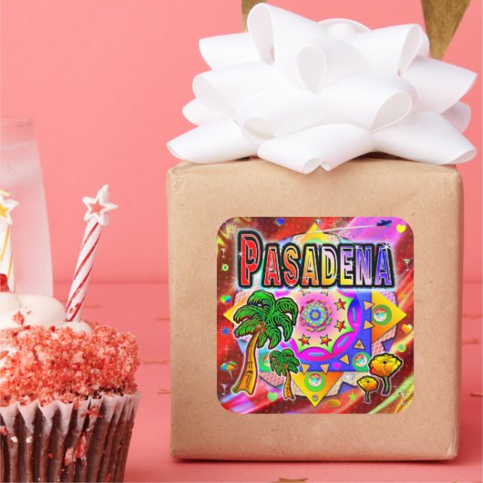 パサデナトロピカルフレンズステッカー スクエアシール (パーティー)