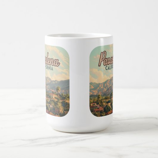 パサデナロサンゼルスカリフォルニアマウンテンズヴィンテージ コーヒーマグカップ (中央)