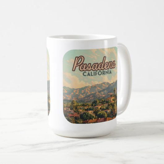 パサデナロサンゼルスカリフォルニアマウンテンズヴィンテージ コーヒーマグカップ (正面右)