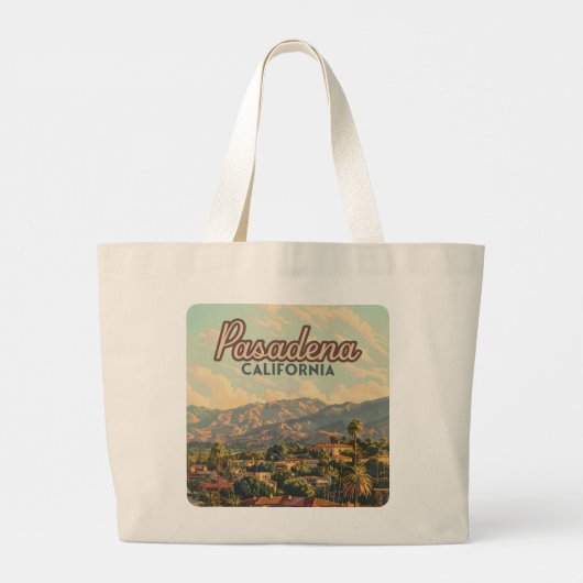 パサデナロサンゼルスカリフォルニアマウンテンズヴィンテージ ラージトートバッグ (裏面)