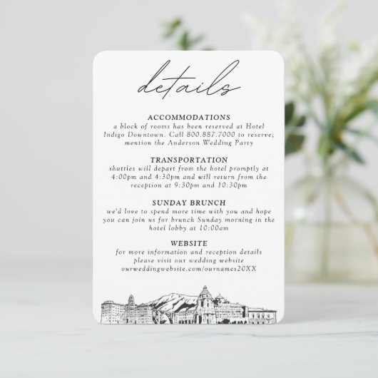 パサデナ結婚の小さな垂直詳細 エンクロージャーカード (スタンド正面)