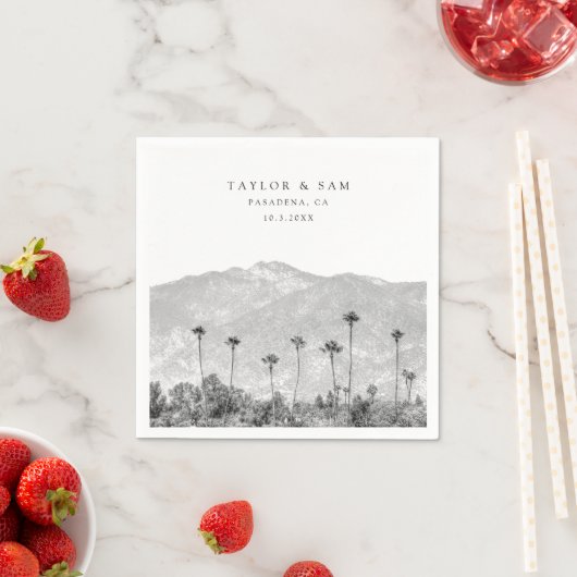 パサデナ結婚ズパームツリーマウンテンナプキンス スタンダードカクテルナプキン (インサイチュ)