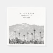 パサデナ結婚ズパームツリーマウンテンナプキンス スタンダードカクテルナプキン (正面)