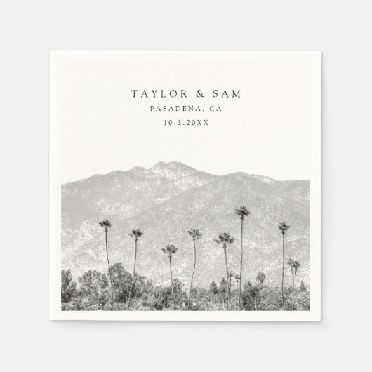 パサデナ結婚ズパームツリーマウンテンナプキンス スタンダードカクテルナプキン (正面)