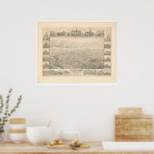 パサデナ、カリフォルニア州。パノラママップ(1305A) ポスター (キッチン)