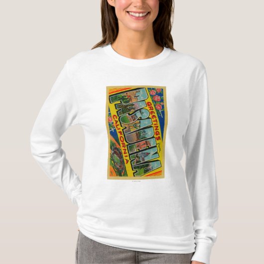 パサデナ、カリフォルニア-大きい手紙場面 Tシャツ (正面)