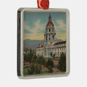 パサデナ、カリフォルニア-市役所の眺め及び公衆Librar メタルオーナメント (右)