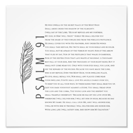 パサモダンル91白黒フェザー聖書のサイン フォトプリント            (正面)