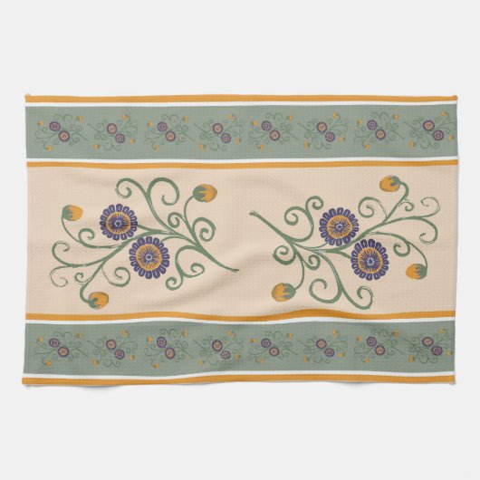 パシオンフラワーティータオル(ヴィンテージ) キッチンタオル (横)