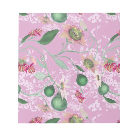 パシオンフルーツと紫の野花 ノートパッド (正面)