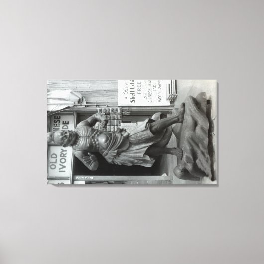 パシフィックキュリオショップの看守の像 キャンバスプリント (正面)