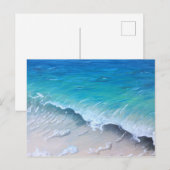 パシフィックグローブティール（緑がかった色）絵画ウェーブズプリント ポストカード (正面/裏面)