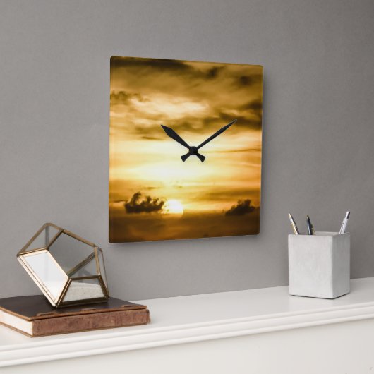 パシフィックサンセット海 スクエア壁時計 (オフィス)