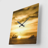 パシフィックサンセット海 スクエア壁時計 (傾斜)