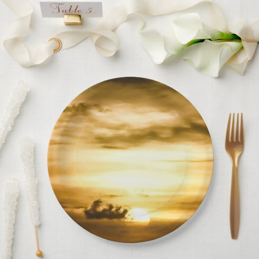 パシフィックサンセット海 ペーパープレート (ウェディング)