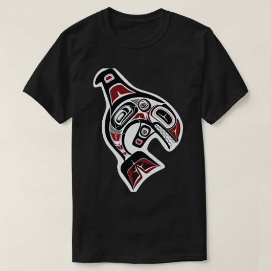 パシフィックノースウェストオルカ先住民アメリカンサリッシュ型枠 Tシャツ (デザイン正面)