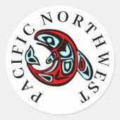 パシフィックノースウェスト先住民オルカアートキラークジラ ラウンドシール (正面)
