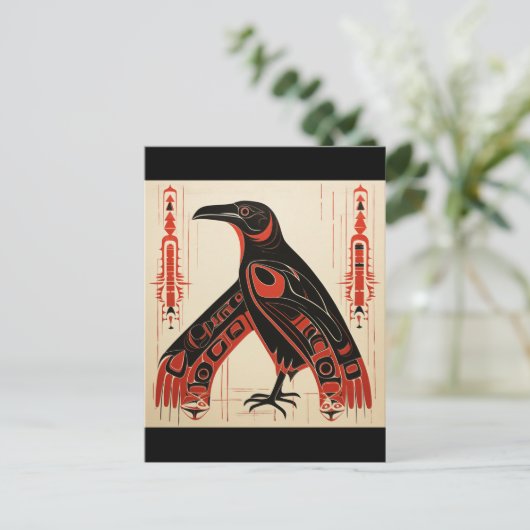 パシフィックノースウエストアートスタイルレイヴン ポストカード (スタンド正面)