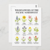 パシフィックノースウエストワイルドフラワーズ – 水彩スタイル ポストカード (正面/裏面)