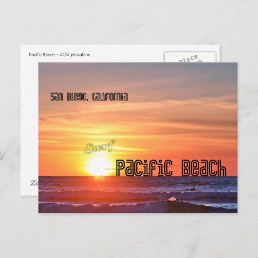 パシフィックビーチ、サンディエゴ・カリフォルニア ポストカード (正面/裏面)