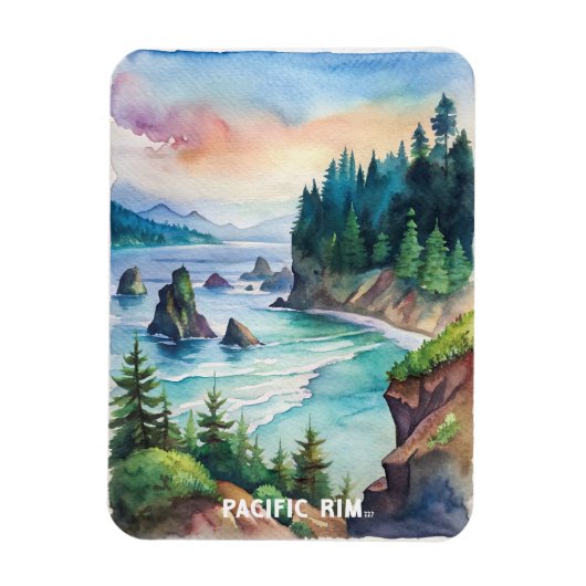 パシフィックリム国立公園の水の絵画色 マグネット (縦)