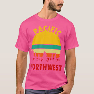 パシフィック北西ヴィンテージサンセットフォレストハイキングカム Tシャツ