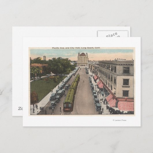 パシフィック通りとシティホールのビュー ポストカード (正面/裏面)