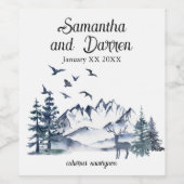 パシフィック・ノースウェストの岩山の結婚式 ワインラベル (シングルラベル)