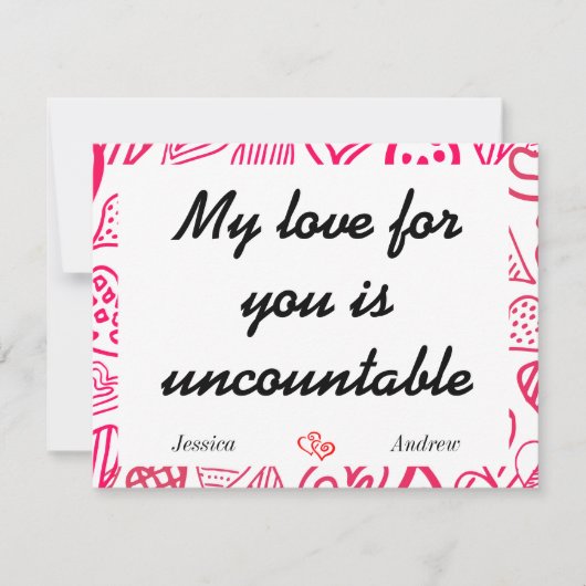 パシンプルックエレガント・バレンタイン、カップルに甘い ノートカード (正面)