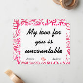 パシンプルックエレガント・バレンタイン、カップルに甘い ノートカード (正面/裏面インサイチュ)