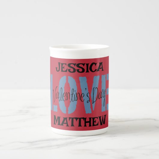 パシンプルックエレガント・バレンタイン、カップルに甘い ボーンチャイナマグカップ (正面)