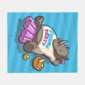 パジャマおもしろいパーティーRhino風変わり漫画 フリースブランケット (正面(横))