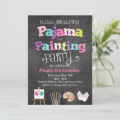 パジャマおよび絵画の黒板のスタイルの招待状 招待状 (スタンド正面)