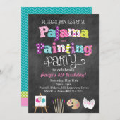 パジャマおよび絵画の黒板のスタイルの招待状 招待状 (正面/裏面)