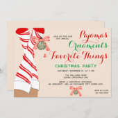 パジャマお気に入りの事物クリスマスギフト秘密サンタ 招待状 (正面/裏面)