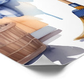 パジャマお洒落スで洗濯をする犬 ポスター (角)