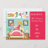 パジャマかわいいスランバーの誕生日パーティー 招待状 (正面)