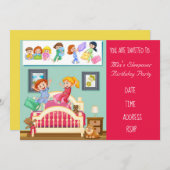 パジャマかわいいスランバーの誕生日パーティー 招待状 (正面/裏面)