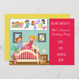 パジャマかわいいスランバーの誕生日パーティー 招待状