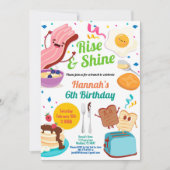 パジャマでの朝食・昼食の招待状。お子さんの誕生日パーティー 招待状 (正面)