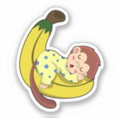 パジャマで眠るサル シール (正面)