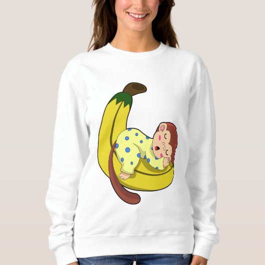 パジャマで眠るサル スウェットシャツ (正面)