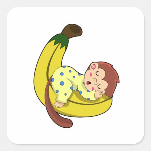 パジャマで眠るサル スクエアシール (正面)